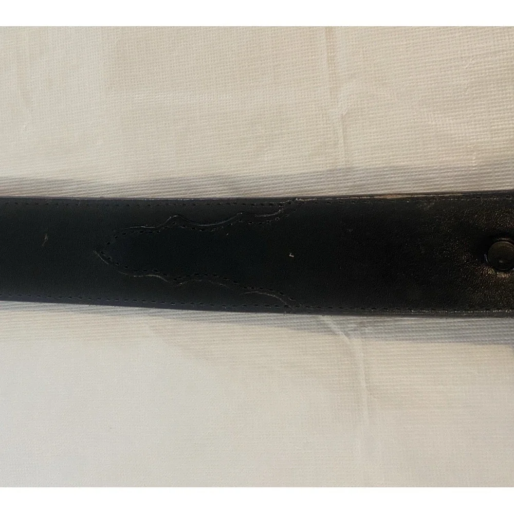 Men's 3D Western Black Leather Belt  Waist Size 44 Made In USA